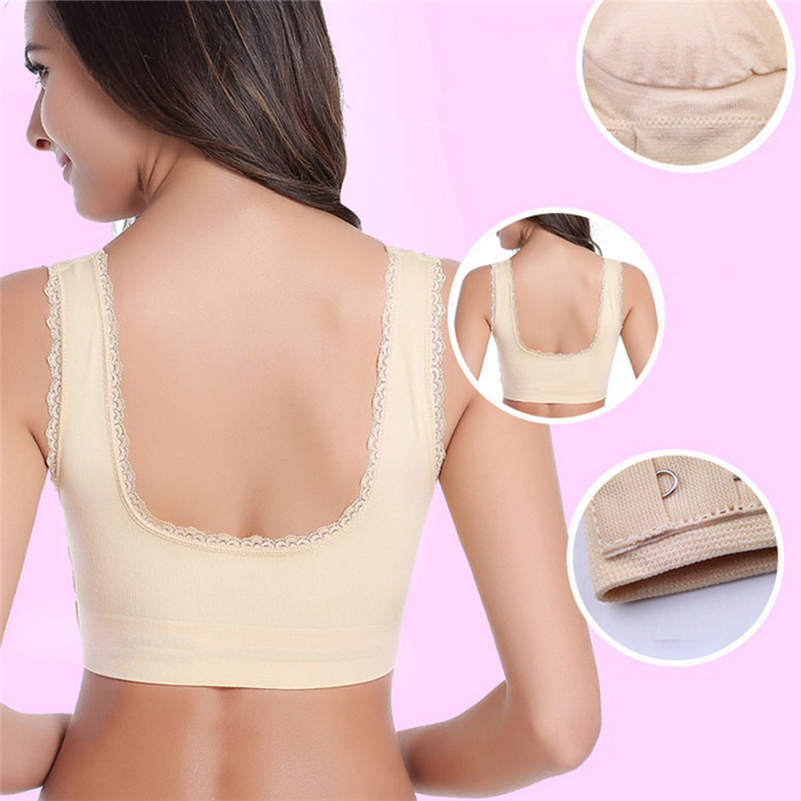 Front Cross Side-Buckle Lace Wireless Lift Bra